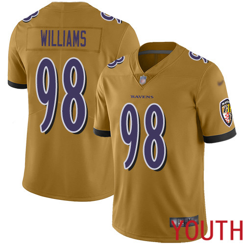 Baltimore Ravens Limited Gold Youth Brandon Williams Jersey NFL Football #98 Inverted Legend